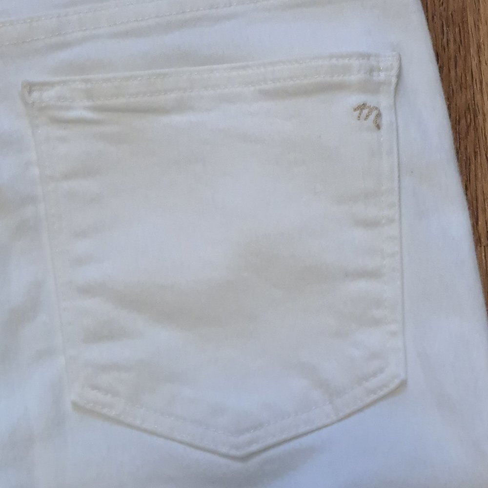 Madewell Distress White Skinny Button Fly Jeans with Raw Hem - Size 25 - Picture 16 of 16